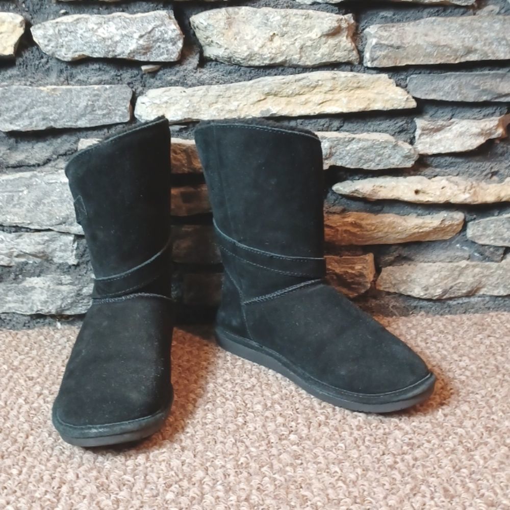Bearpaw black leather tall boots sz 10